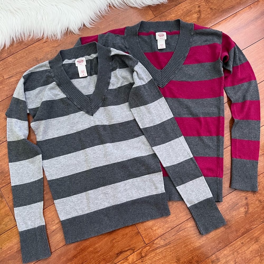 Mossimo BUNDLE of 2 Striped V-Neck Sweaters